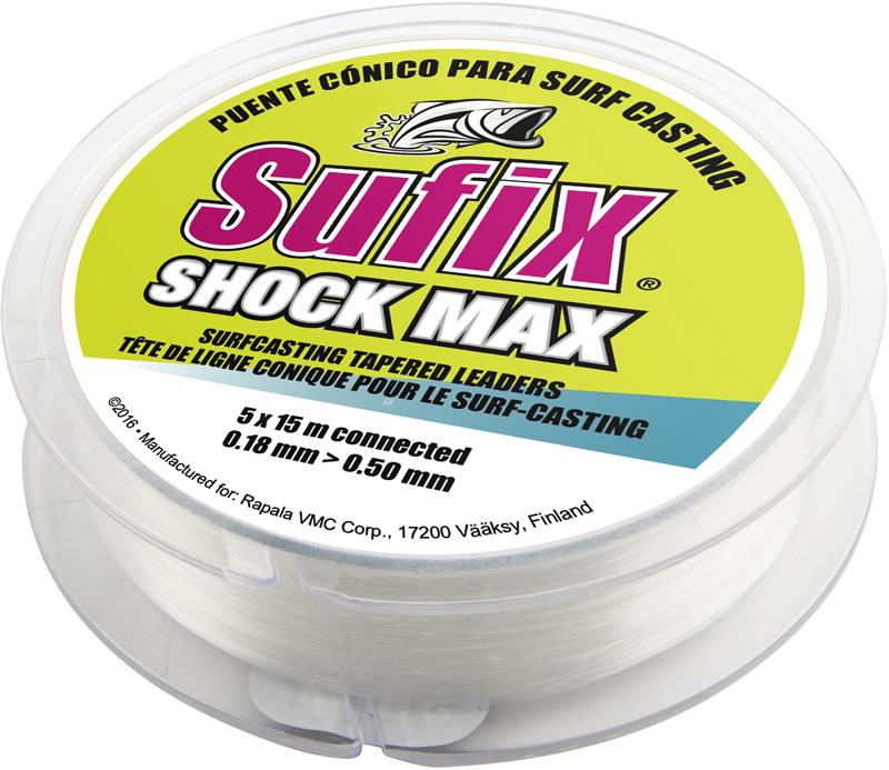 SUFIX SHOCK MAX TAPERED LINE 5x15m 0,26mm-0,57mm CLEAR