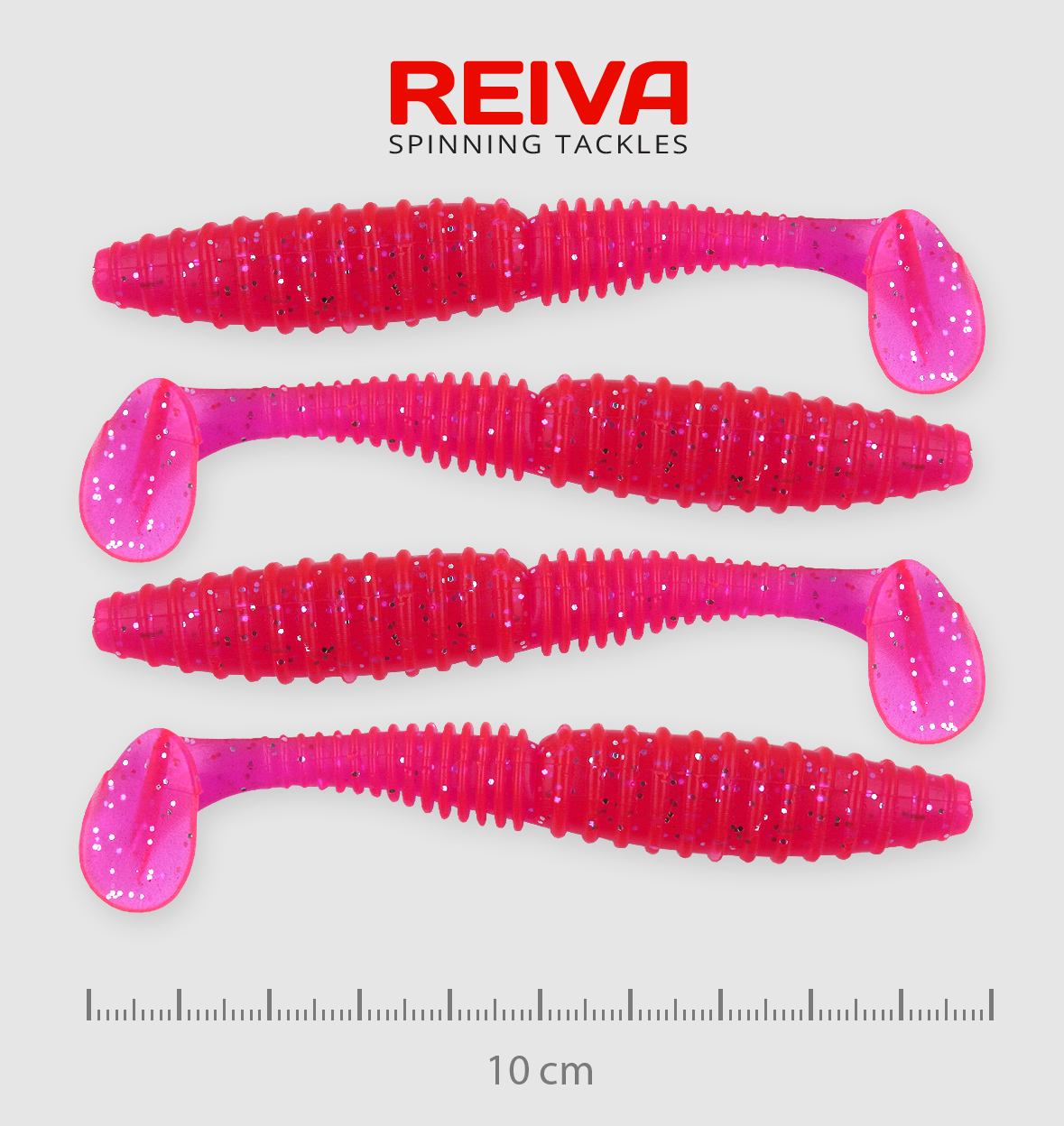 REIVA ZANDER POWER SHAD 10CM 4DB/CS. PINK FLITTER