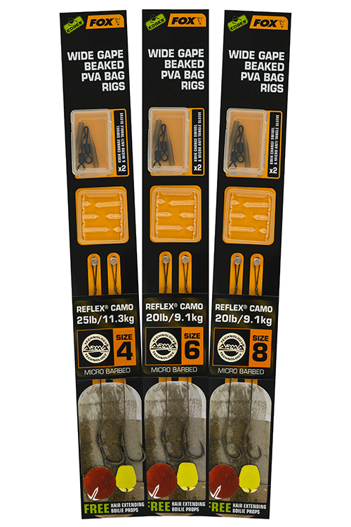 FOX EDGES WIDE GAPE BAKED PVA RIGS 25LB 4