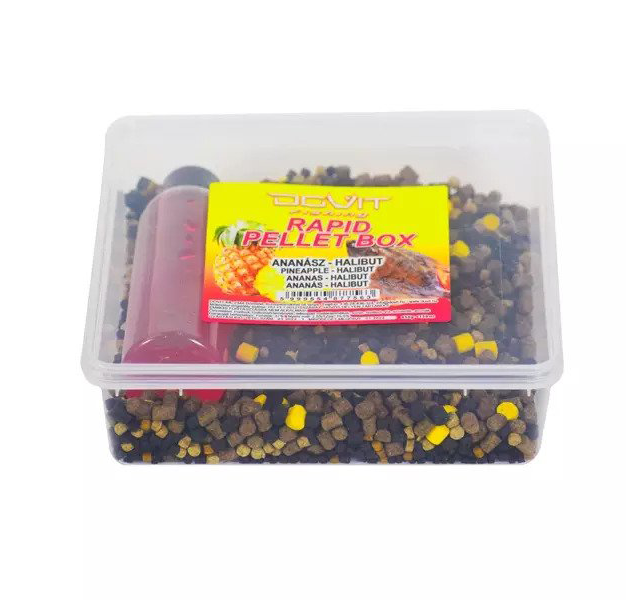 DOVIT RAPID PELLET BOX MEDIUM - ANANÁSZ-HALIBUT 450GR