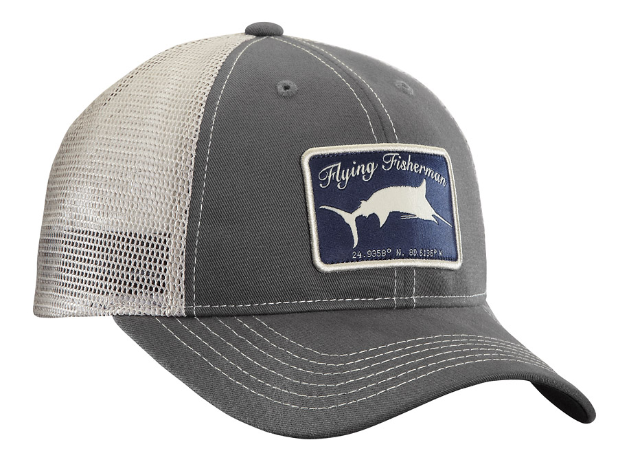 FLYING FISHERMAN MARLIN TRUCKER HAT GRAPHITE/STONE