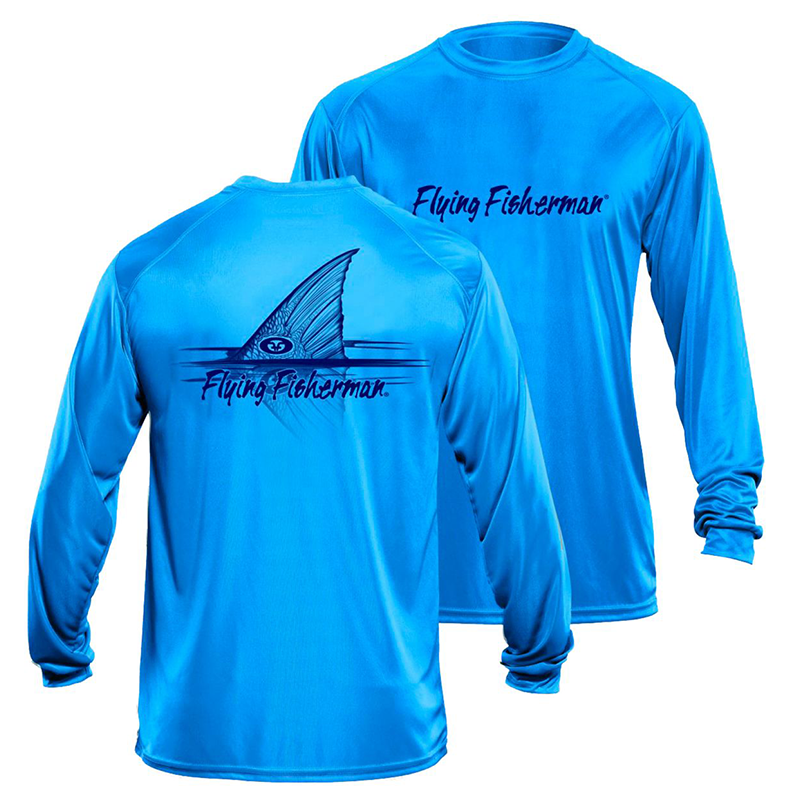 FLYING FISHERMAN REDFISH L/S PERFORMANCE TEE CAROLINA BLUE M