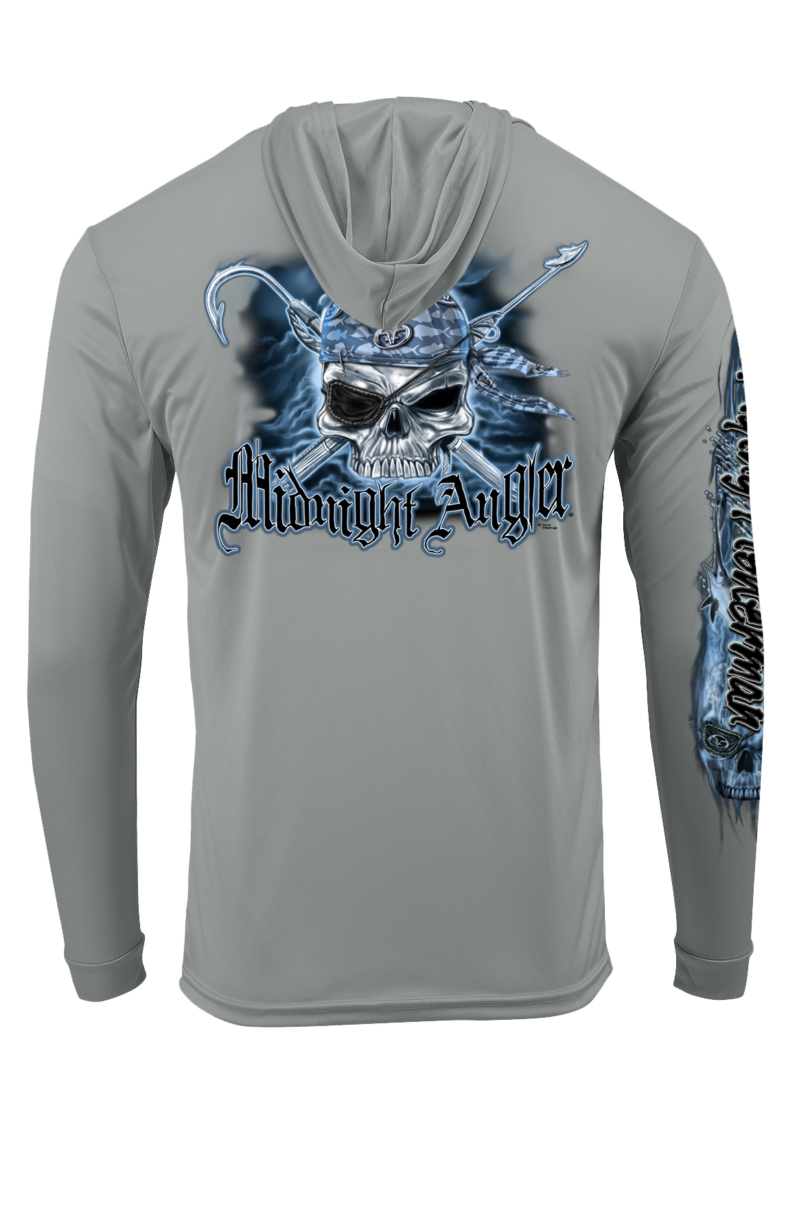FLYING FISHERMAN PIRATE SKULL PERF HOODIE ALUMINUM GRAY XL