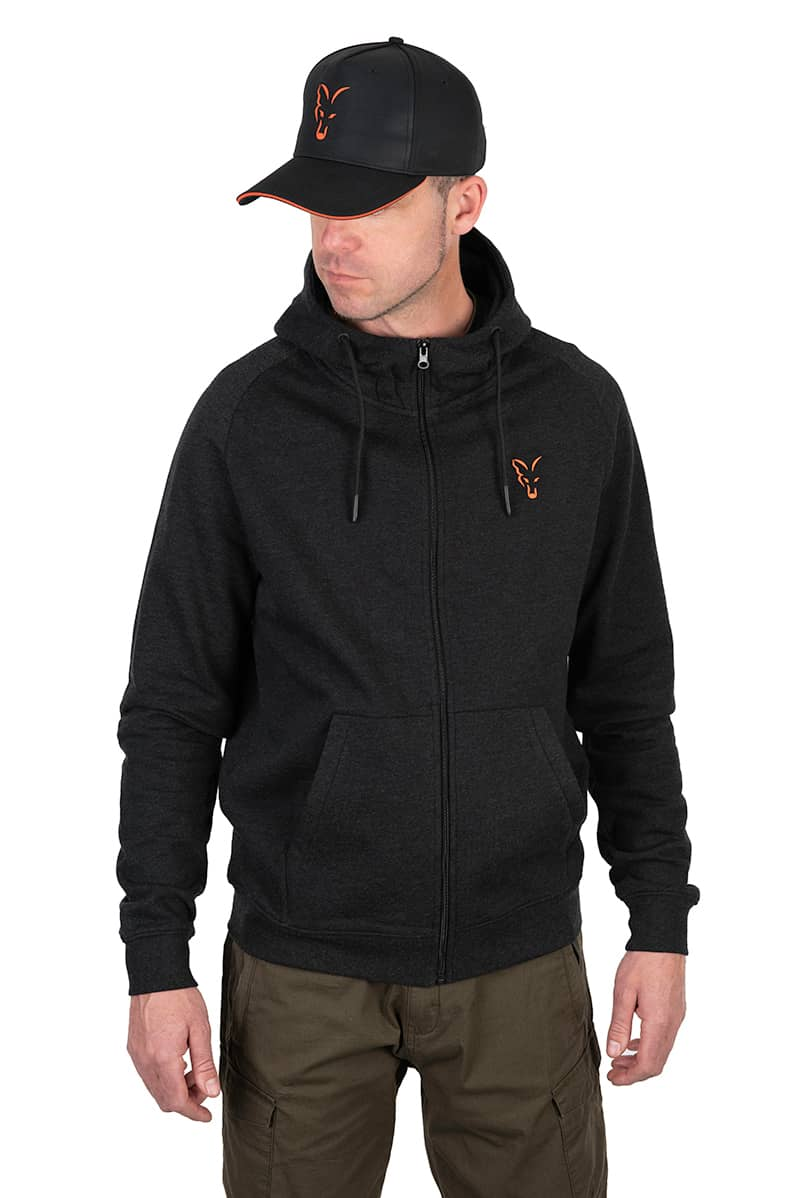 FOX LW HOODY BLACK & ORANGE - LARGE