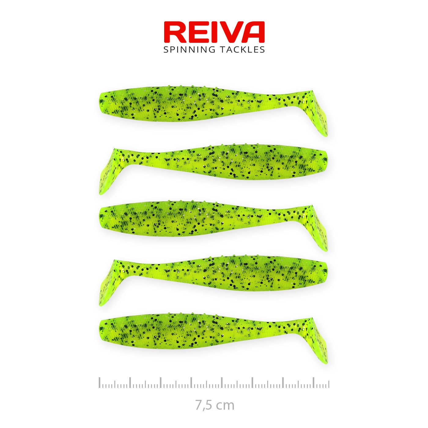 REIVA FLAT MINNOW SHAD 7,5CM 5DB CS. ZÖLD FLITTER