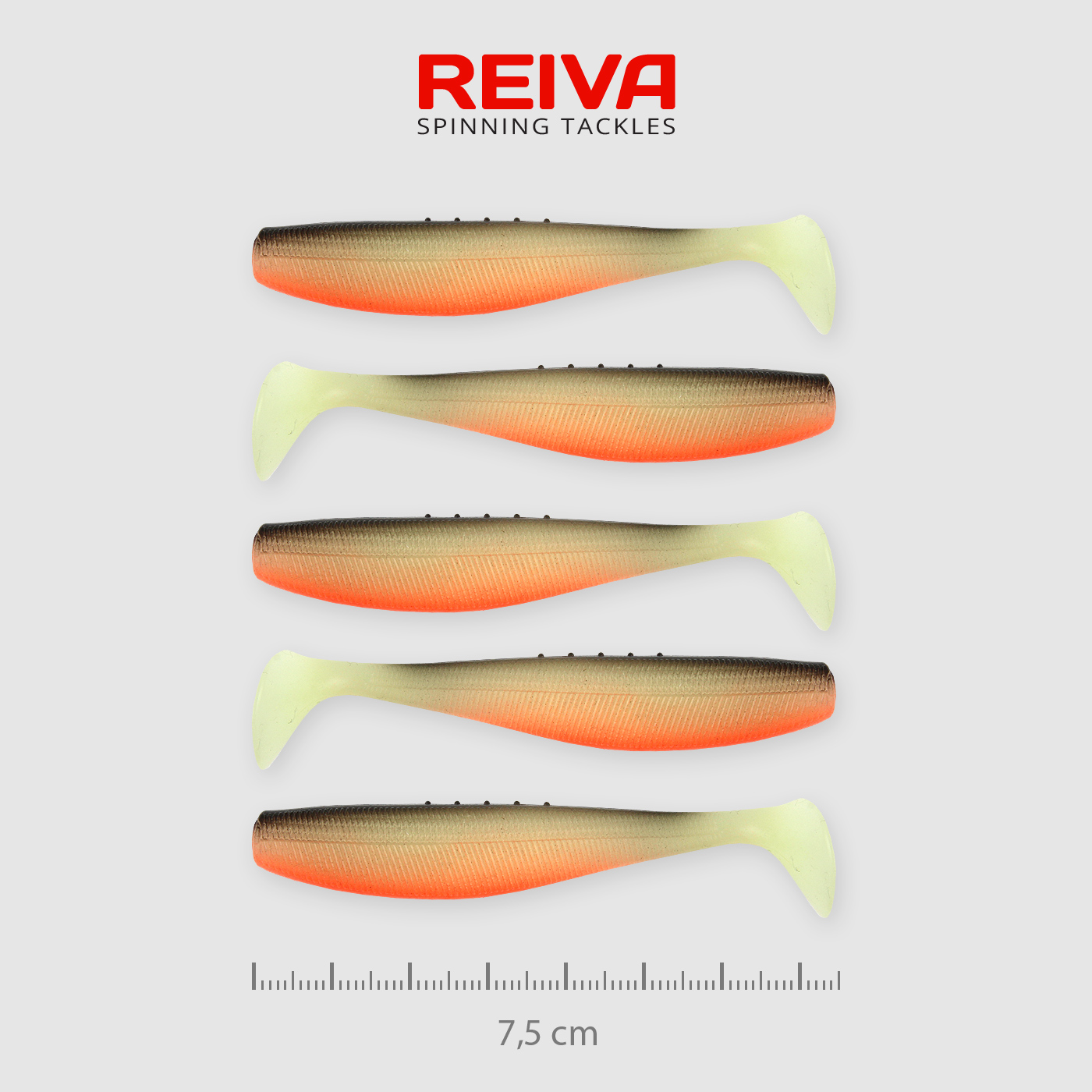 REIVA FLAT MINNOW SHAD 7,5CM 5DB CS. FEHÉR FEKETE PIROS