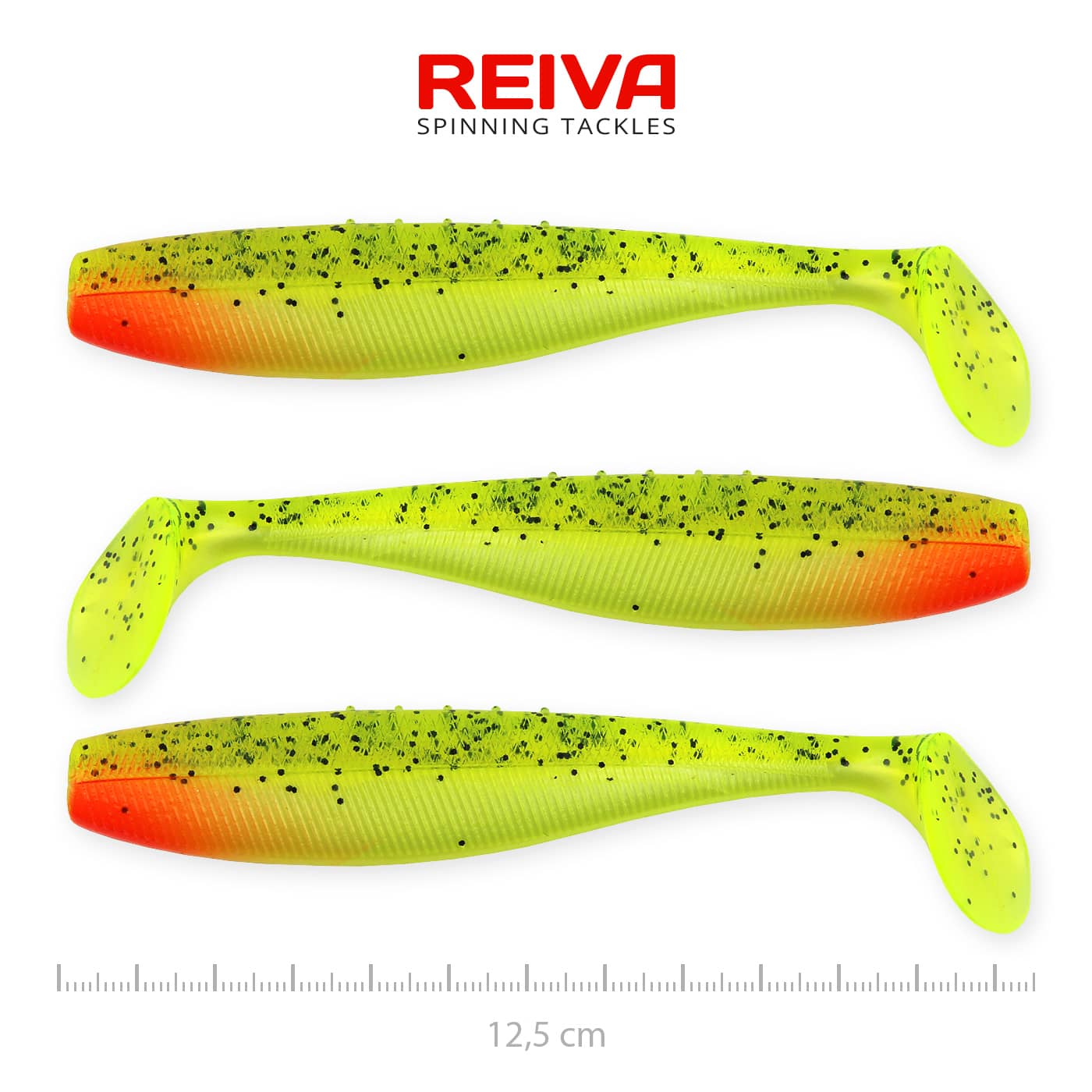 REIVA FLAT MINNOW SHAD 12,5CM 3DB CS. ZÖLD PIROS FEJ FLITTER