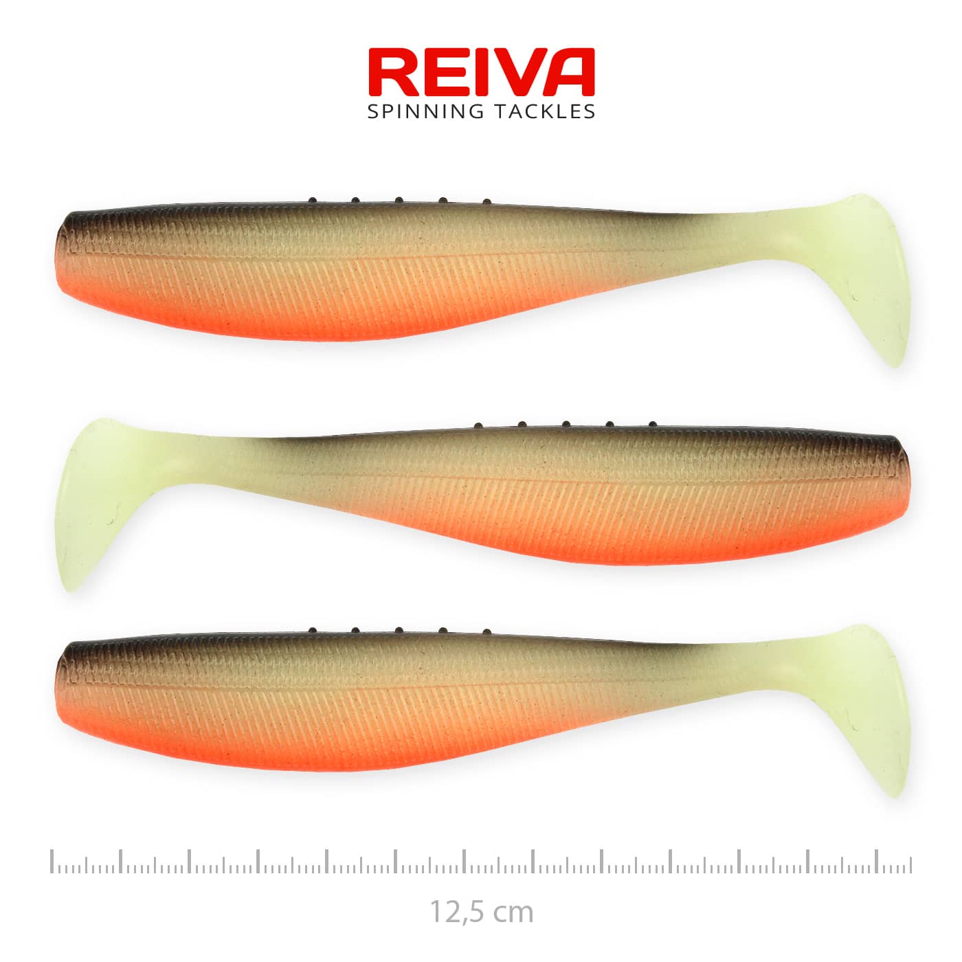 REIVA FLAT MINNOW SHAD 12,5CM 3DB CS. FEHÉR FEKETE PIROS