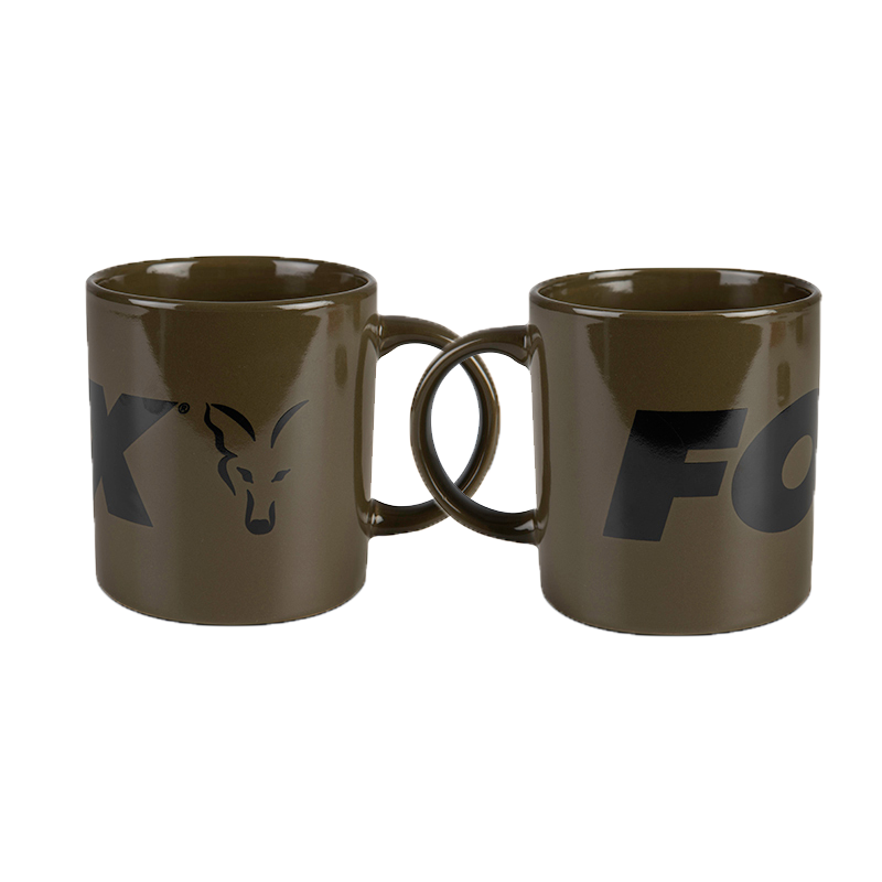 FOX GREEN & BLACK CERAMIC MUGS 350ML