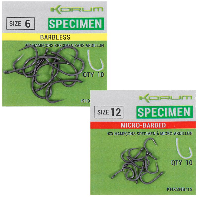 KORUM XPERT SPECIMEN BARBLESS HOOKS - SIZE 8