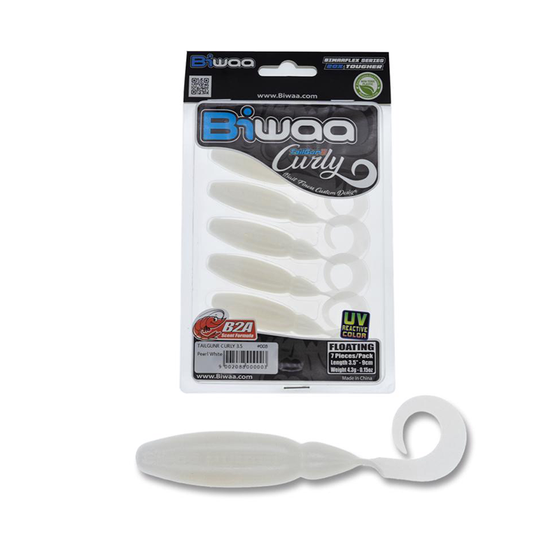 BIWAA TAILGUNR CURLY 3.5" 9cm 008 Pearl White