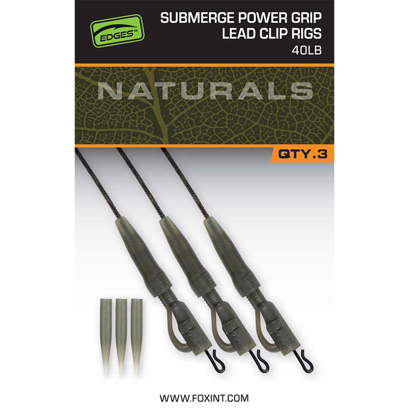 FOX NATURALS SUBMERGE POWER GRIP LEAD CLIP RIGS 40LB