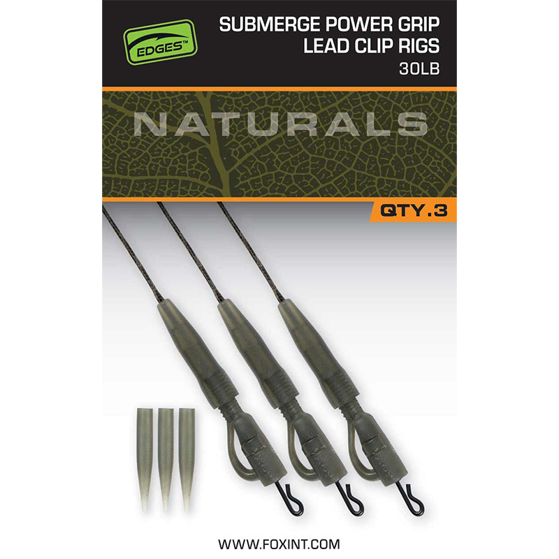 FOX NATURALS SUBMERGE POWER GRIP LEAD CLIP RIGS 30LB