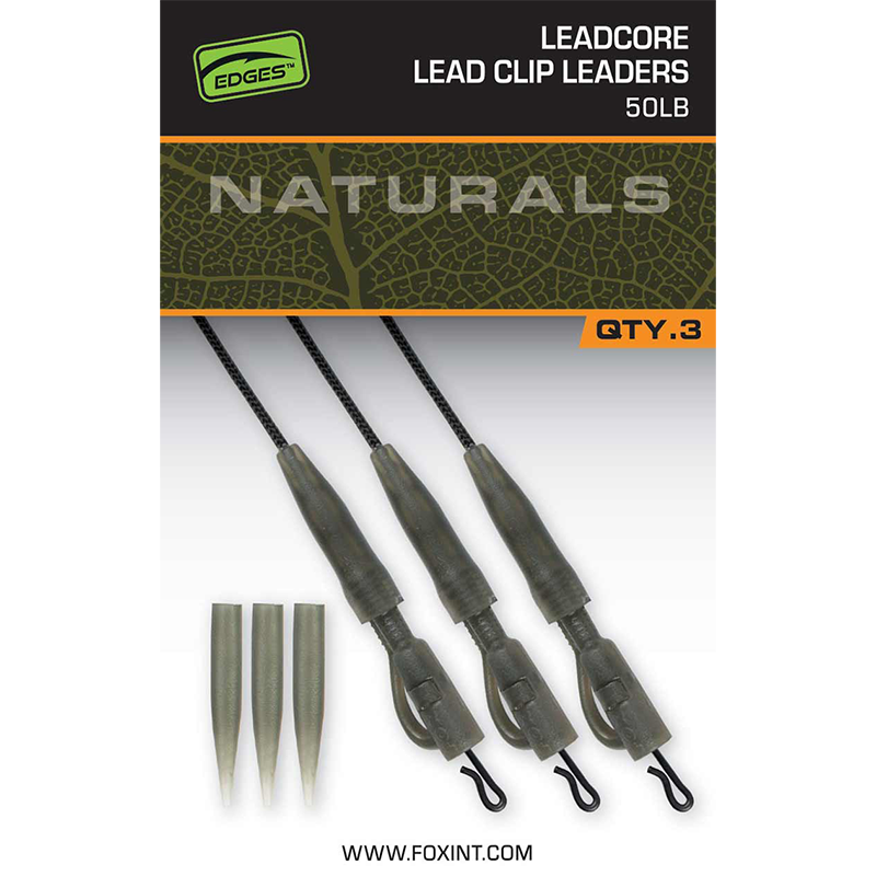 FOX NATURALS LEADCORE POWER GRIP LEAD CLIP LEADERS 50LB