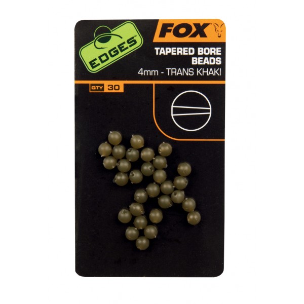 FOX EDGES TAPERED BORE BEADS 4MM TRANS KHAKI