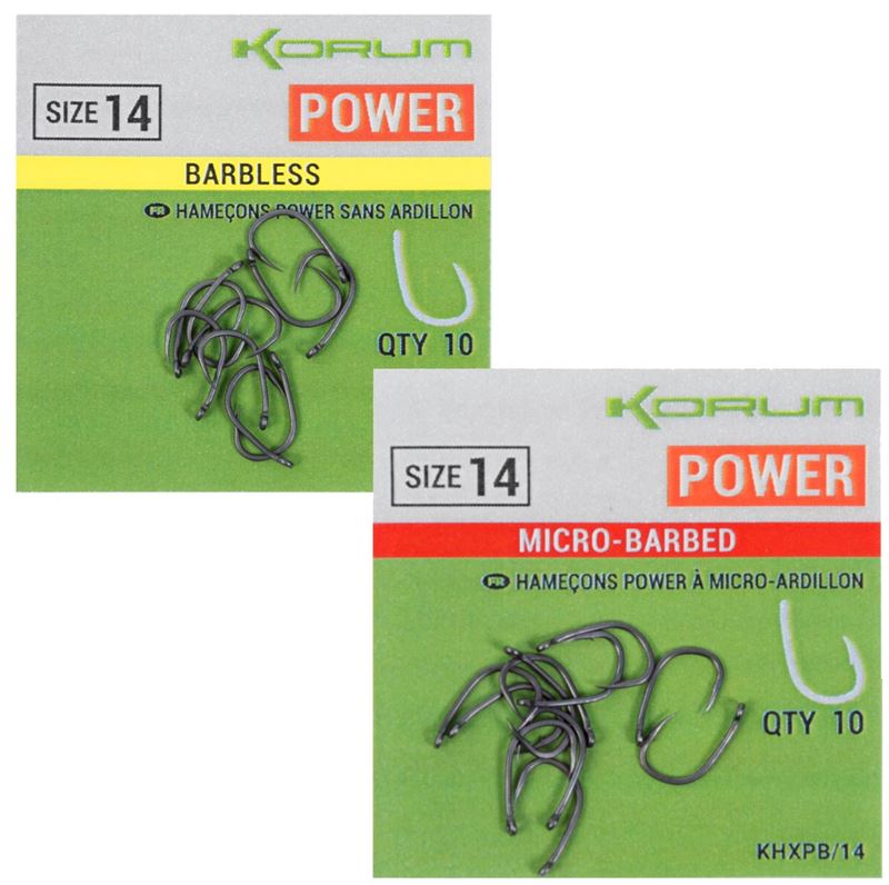 KORUM XPERT POWER BARBLESS HOOKS - SIZE 10