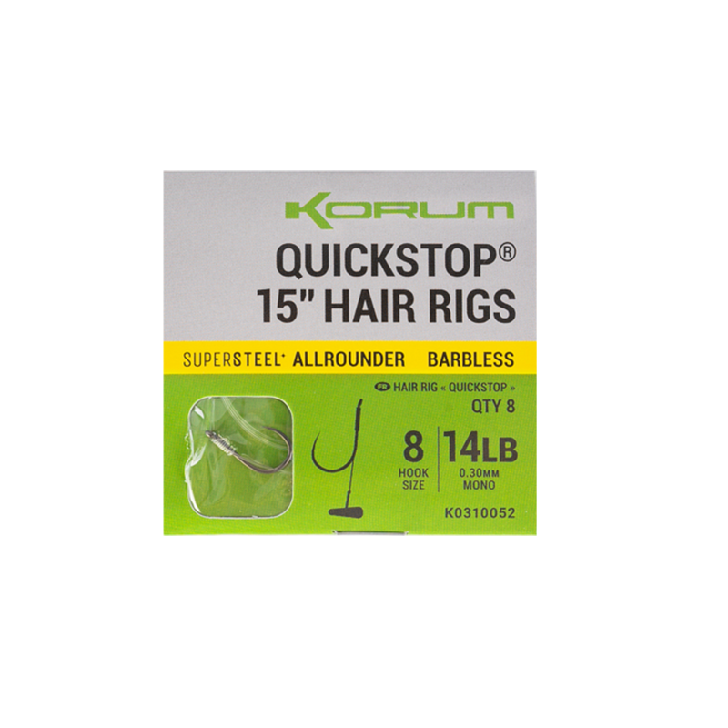 KORUM 15" BIG FISH HAIR RIGS W/QUICKSTOPS SIZE 10 