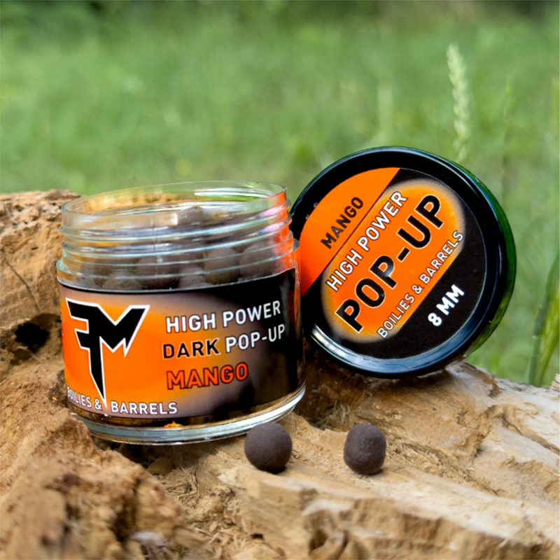 FEEDERMANIA HIGH POWER DARK POP-UP BOILIES & BARRELS 8 MM MANGÓ