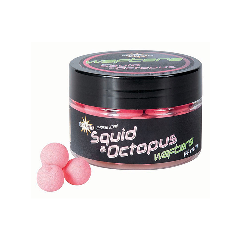 DYNAMITE BAITS WAFTERS ESSENTIAL SQUID & OCTOPUS FLURO WAFTERS 14MM