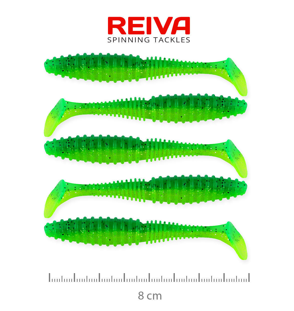 REIVA ZANDER POWER SHAD 8CM 5DB/CS.ZÖLD CSILLÁM