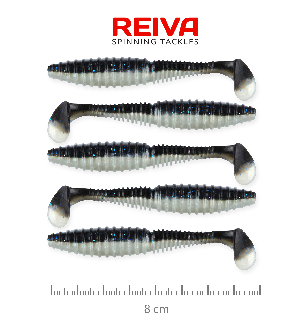 REIVA ZANDER POWER SHAD 8CM 5DB/CS. FEKETE EZÜST