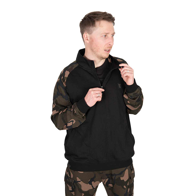 FOX LW BLACK/CAMO QTR ZIP PULLOVER - L