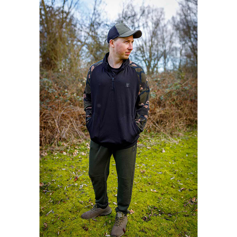 FOX LW BLACK/CAMO QTR ZIP PULLOVER - L