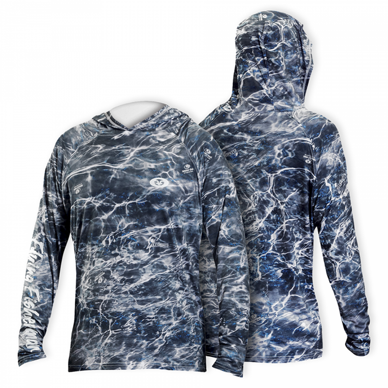 FLYING FISHERMAN PERFORMANCE HOODIE MOSSY OAK ELEMENTS BLACKFIN XXL