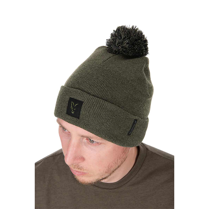 FOX COLLECTION BOBBLE HAT - GREEN/BLACK