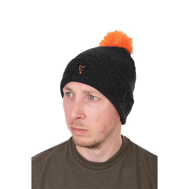 FOX COLLECTION BOBBLE HAT - BLACK/ORANGE