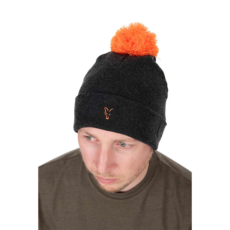 FOX COLLECTION BOBBLE HAT - BLACK/ORANGE