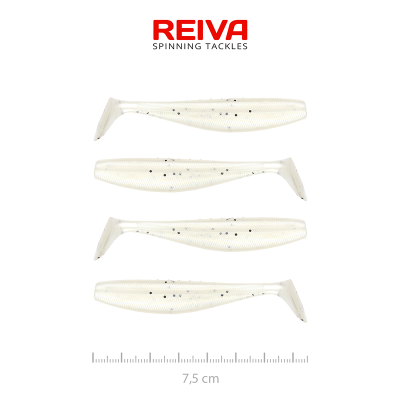 REIVA FLAT MINNOW SHAD 7.5CM PEARL DOT