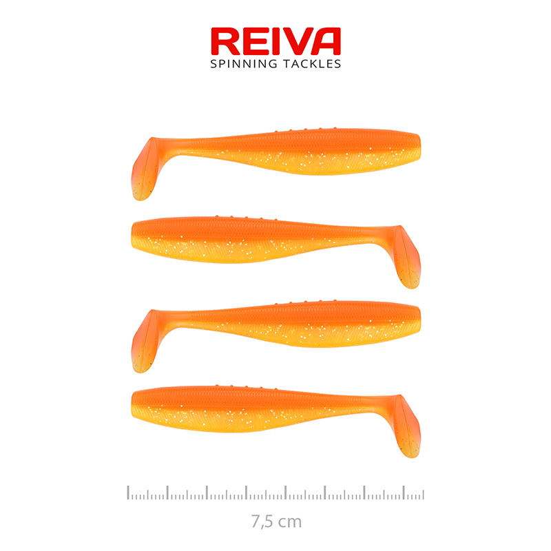 REIVA FLAT MINNOW SHAD 7.5CM SHINY ORANGE 