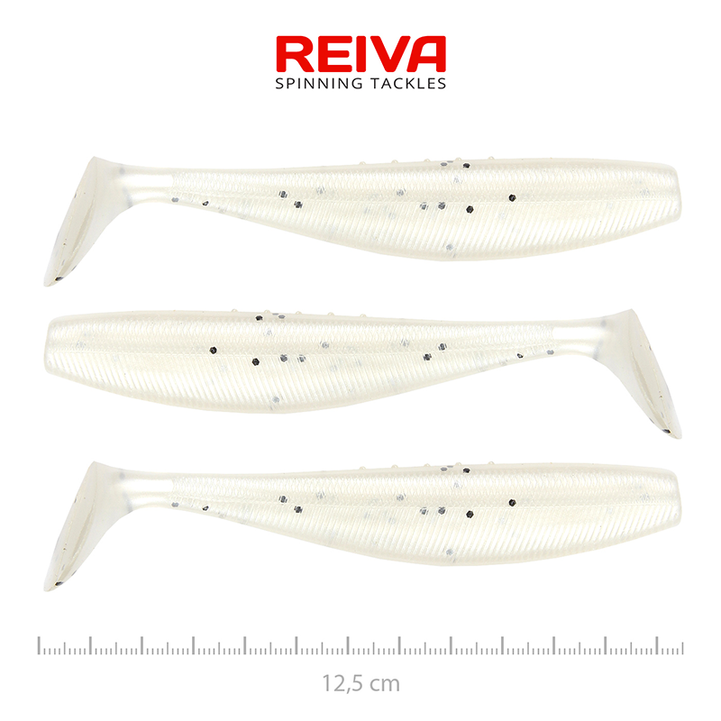 REIVA FLAT MINNOW SHAD 12.5CM PEARL DOT