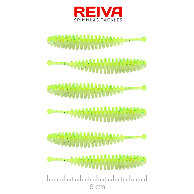 REIVA TINY WORM 6CM 6DB/CS. FLASH CHARTREUSE