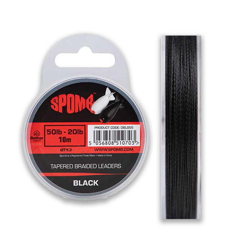SPOMB TAPERED BRAIDED LEADERS - BLACK 0,20MM-0,38MM 10M