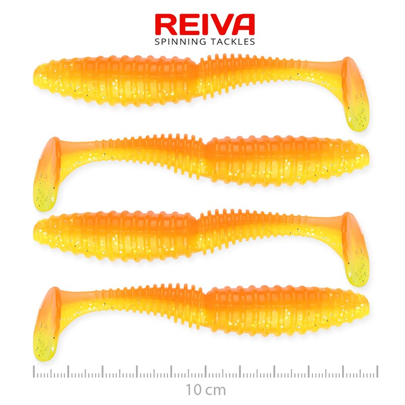 REIVA ZANDER POWER SHAD 10CM 4DB/CS. SHINY ORANGE