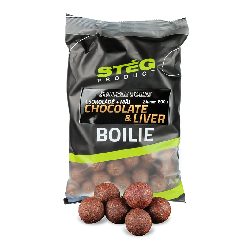 STÉG PRODUCT SOLUBLE BOILIE 24MM 800G CHOCOLATE & LIVER