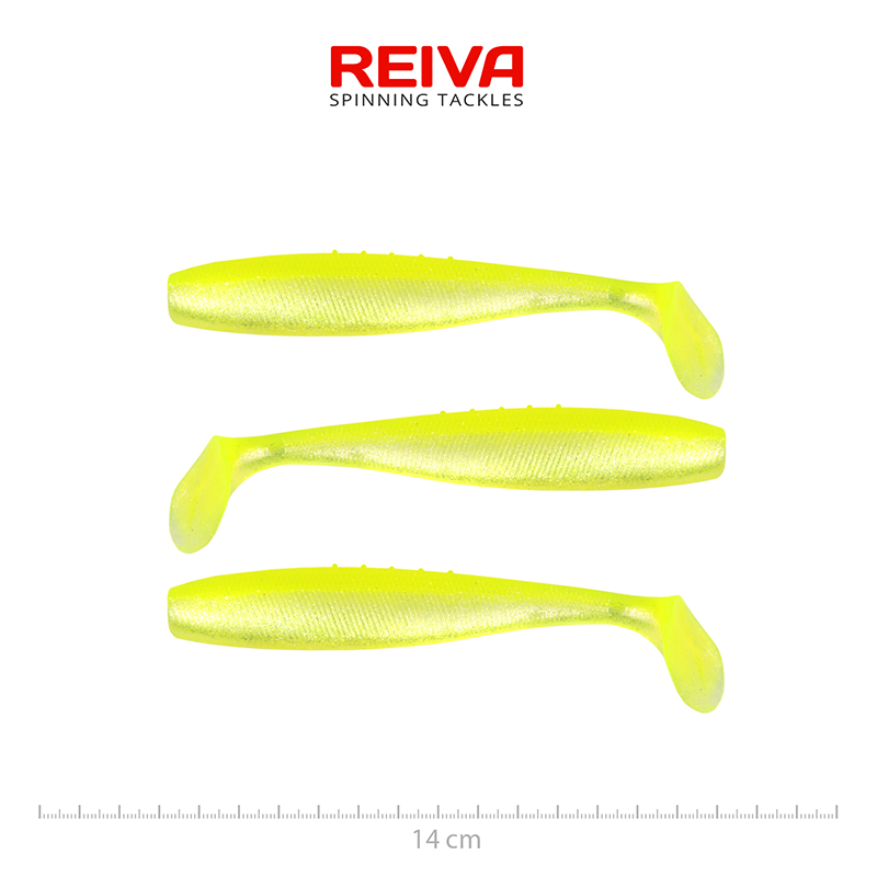REIVA FLAT MINNOW SHAD 14CM FLASH LEMONADE