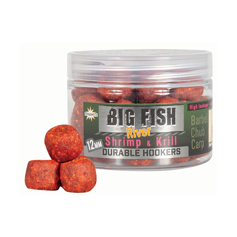 DYNAMITE BAITS BIG FISH RIVER SHRIMP & KRILL DURABLE HOOKERS 12mm