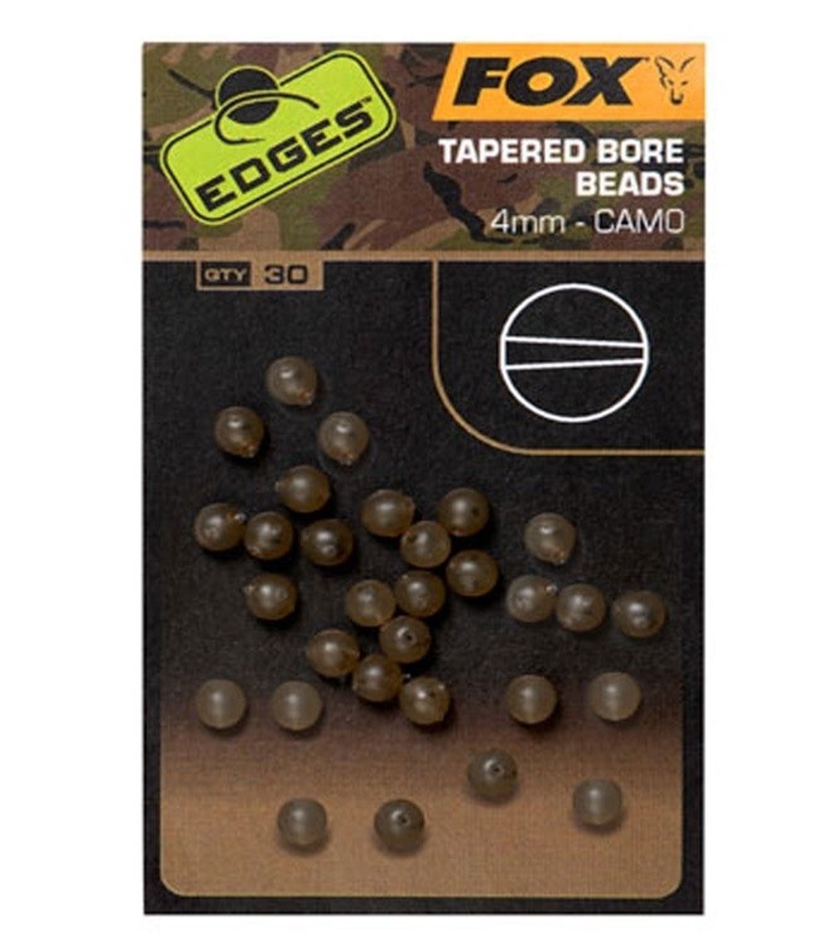 FOX EDGES CAMO TAPERED BORE BEADS 4MM